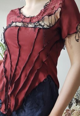 The Burgundy Deconstructed Corset Top Lace