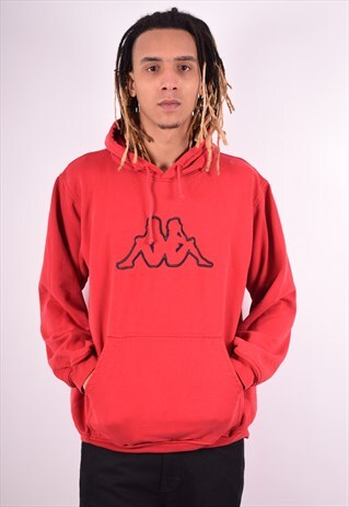 KAPPA MENS VINTAGE HOODIE JUMPER XXL RED 90'S