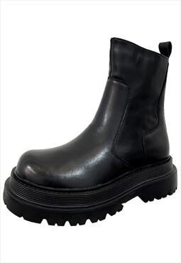 Grunge chunky boots edgy high fashion platform shoes black