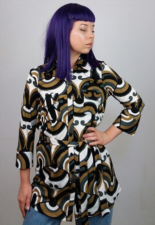 VINTAGE 70'S STYLE SHIRT/DRESS ABSTRACT PRINT