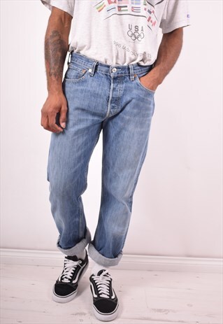 LEVI'S 501 MENS VINTAGE JEANS W34 L36 BLUE 90S
