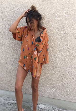 ATTERNED OVERSIZED RETRO VINTAGE UNISEX FESTIVAL SHIRT