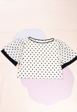 Vintage frill sleeve top 70s polka dot bell sleeve blouse