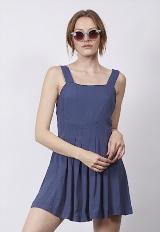 VINTAGE 90'S NAVY PLEATED MINI DRESS