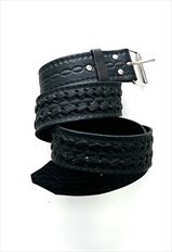 Black Tooled Embossed Minimal Boho Unisex Belt
