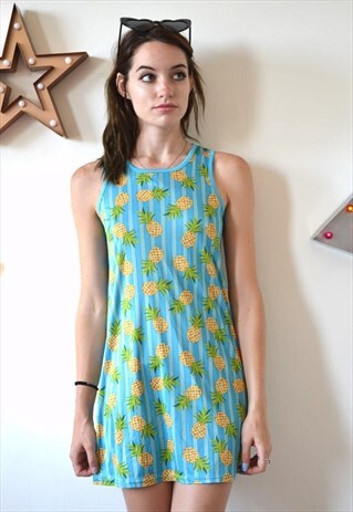 VINTAGE 90'S PINEAPPLE PRINT MINI DRESS