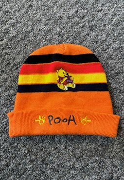 Vintage Winnie the Pooh embroidered orange beanie hat 