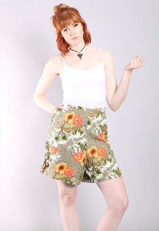 VINTAGE 90S HAWAIIAN TROPICAL HIGH WAISTED BEACH SHORTS