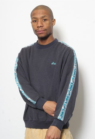 VINTAGE ASICS TAPE LOGO SWEATSHIRT GREY
