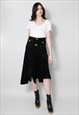 70's Black Suede Embellished Ladies Midi Skirt