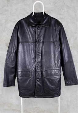 Vintage Black Leather Jacket Large