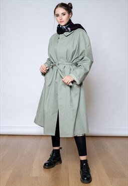 Vintage Belted Trench Coat Woman  Overcoat Large