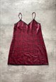 Y2K 00s vintage lace print cami dress in maroon