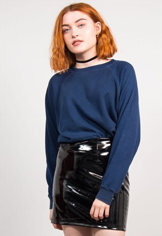 VINTAGE 90'S NAVY BLUE BASIC SWEATSHIRT SWEATER