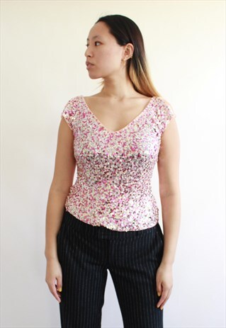 Y2K BABY PINK SEQUENCES TOP