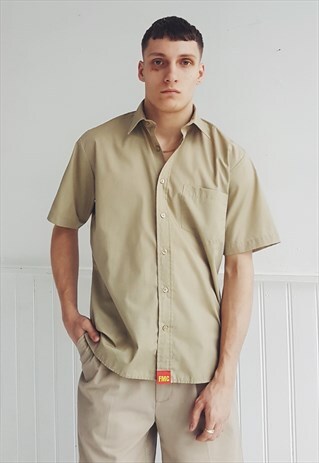 OVERSIZED SHORT SLEEVE UNIFORM SHIRT BEIGE