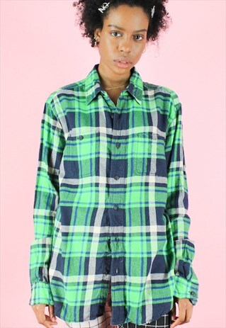 VINTAGE 90S SHIRT GREEN CHECKERED