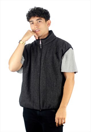 VINTAGE GREY SLEEVELESS CHAMPION FLEECE