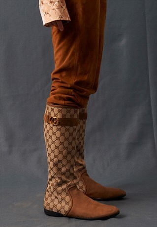90S VINTAGE GUCCI MONOGRAM BOOTS