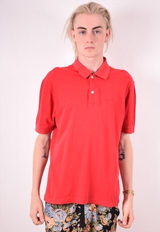 SERGIO TACCHINI MENS VINTAGE POLO SHIRT MEDIUM RED 90S