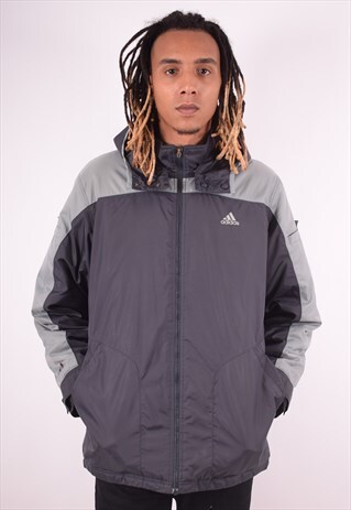 ADIDAS MENS VINTAGE PADDED JACKET MEDIUM GREY 90S