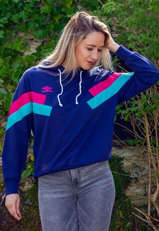 90'S STYLE TAPE LOGO UMBRO OVERSIZED HOODIE SWEATSHIRT