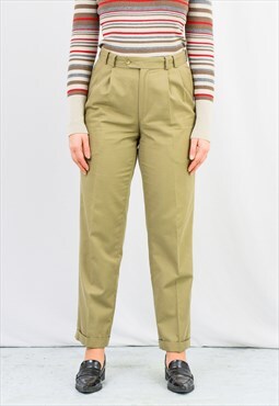 Vintage pleated pants in mustard beige trousers W32 L30