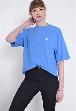VINTAGE CHAMPION CREW NECK T-SHIRT BLUE