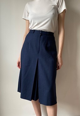 Vintage Japanese Navy Pleated Culottes Size 8