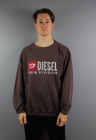 VINTAGE DIESEL SWEATSHIRT IN MAROON PURPLE WITH EMBROIDERED