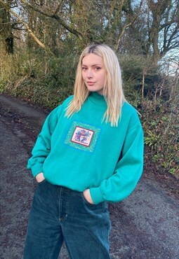 Vintage 90s Winter bouquet Embroidered Flowers Sweatshirt