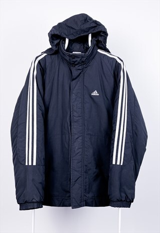 VINTAGE ADIDAS JACKET STRIPED BLACK MEDIUM