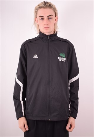 ADIDAS MENS VINTAGE TRACKSUIT TOP JACKET MEDIUM BLACK 90S