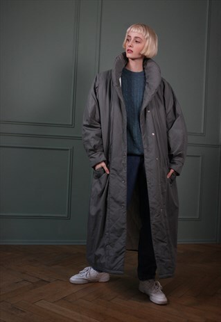 VINTAGE 80'S OVERSIZE PUFFER COAT OVERCOAT IN GREY