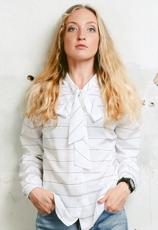 VINTAGE 90S WHITE PUSSYBOW BLOUSE