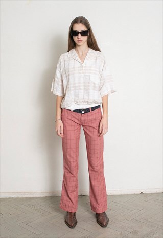 VINTAGE 90S CHECKERED SHIRT WHITE