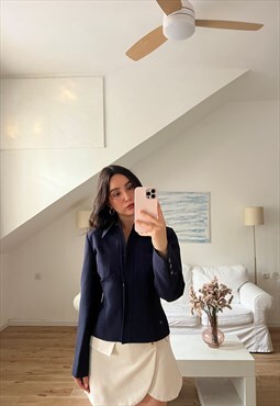 Vintage jacket in blue with brown buttons detail