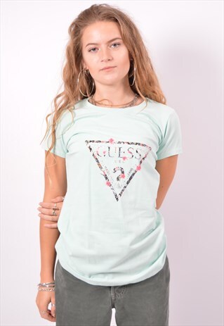 VINTAGE GUESS T-SHIRT TOP BLUE