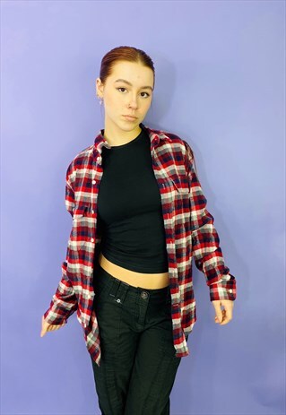 VINTAGE 90S PLAID FLANNEL GRUNGE Y2K SKATER SHIRT