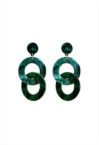 GREEN DOUBLE DANGLE DROP EARRINGS