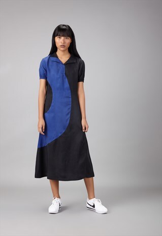 GRAFFITI DRESS IN BLACK AND BLUE