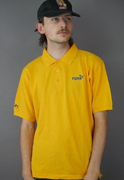 Vintage Puma Polo Shirt in Yellow with Logo