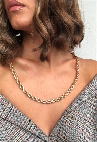 18" 8MM SNAKE ROPE TWIST NECKLACE CHAIN - GOLD