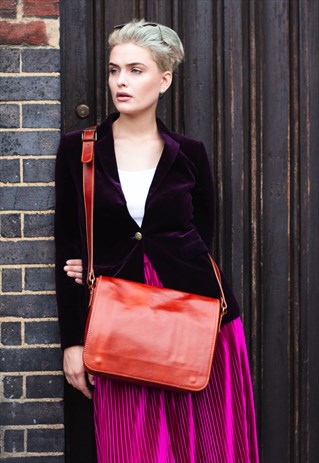 TAN LEATHER OFFICE LAPTOP DOCUMENTS SATCHEL