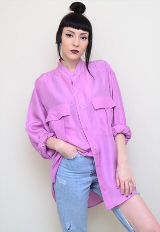 VINTAGE 90'S GENUINE SILK BUBBLEGUM PINK OVERSIZED SHIRT