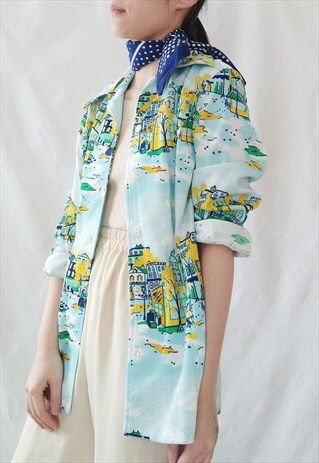 VINTAGE NOVELTY PRINTED BLOUSE