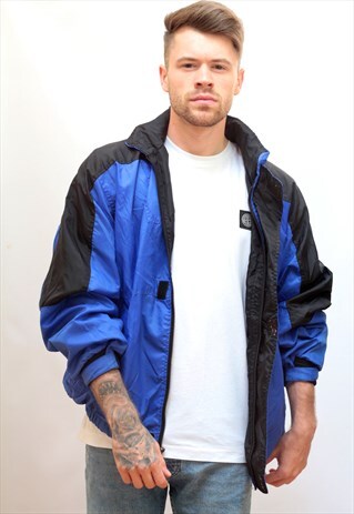1990'S VINTAGE BLUE OVERSIZED MARLBORO WINDBREAKER JACKET