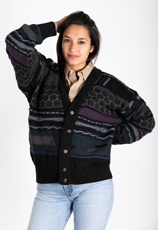 VINTAGE 80S COOGI STYLE KNITTED CARDIGAN /S0091