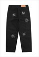 STRAIGHT JEANS GUNSHOT WOUND PATCH PANTS IN BLACK