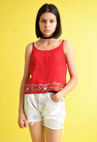 90'S RETRO HIPPIE BOHO FESTIVAL EMBROIDERED BLOUSE TOP